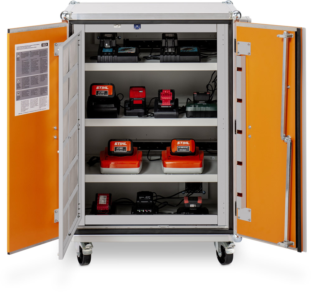 CEMO feuerfester Akku-Ladeschrank Premium 8/10 LockEX 2.0