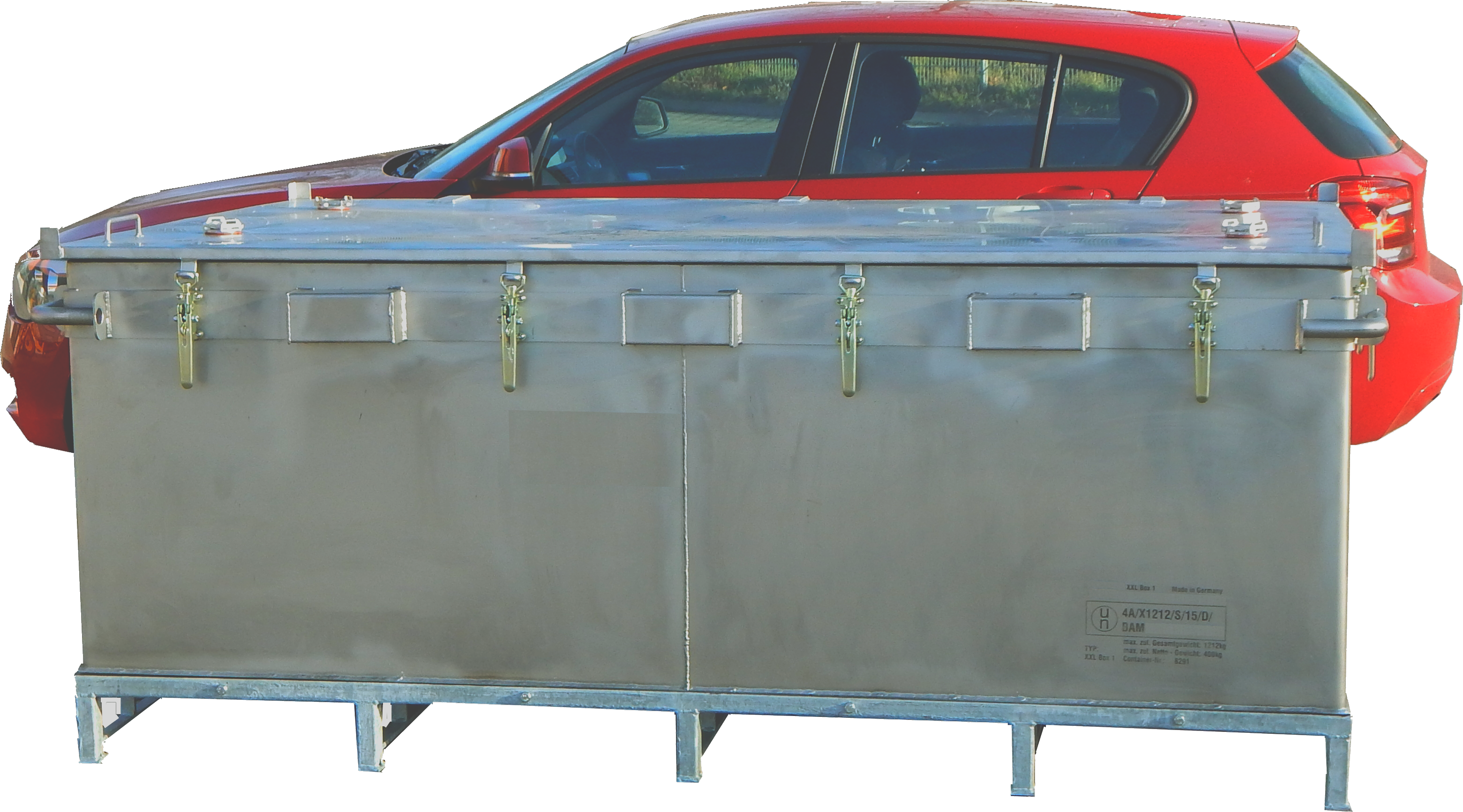 Genius Lio Guard XXL-Box E Akku-Transportbehälter aus Edelstahl für Lithium-Ionen-Batterien inkl. Pyrobubbles