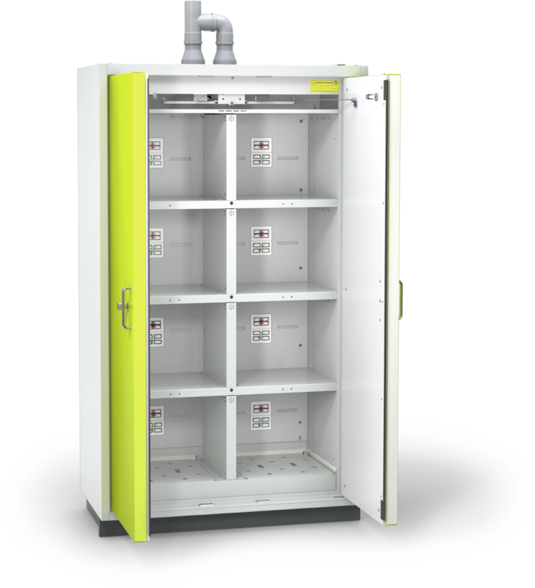 Düperthal BATTERY standard line XL security cabinet / battery cabinet (two storage compartments per shelf level), Type 90