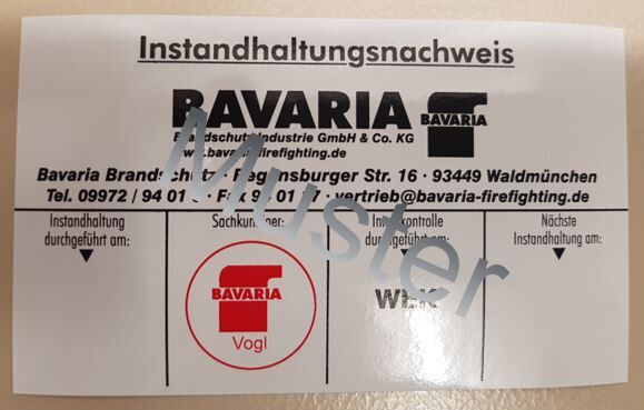 BAVARIA Maintenance record including sticker